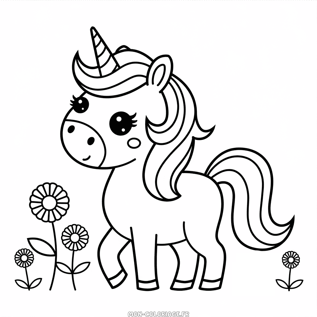 Coloriage Mignon licorne