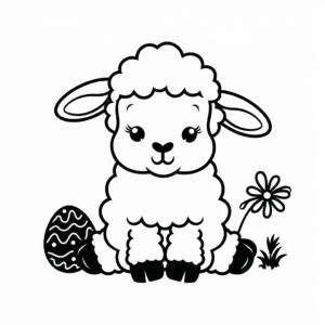 Coloriage Agneau de Pâques assis