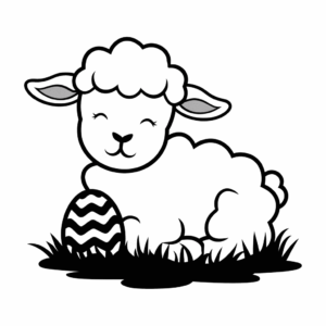 Coloriage Agneau de Pâques endormi