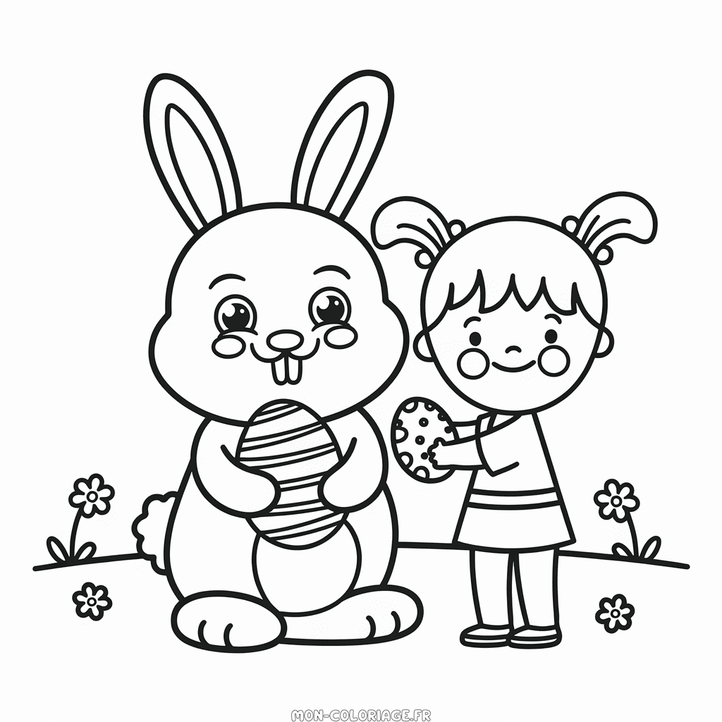 Coloriage Amis de Pâques