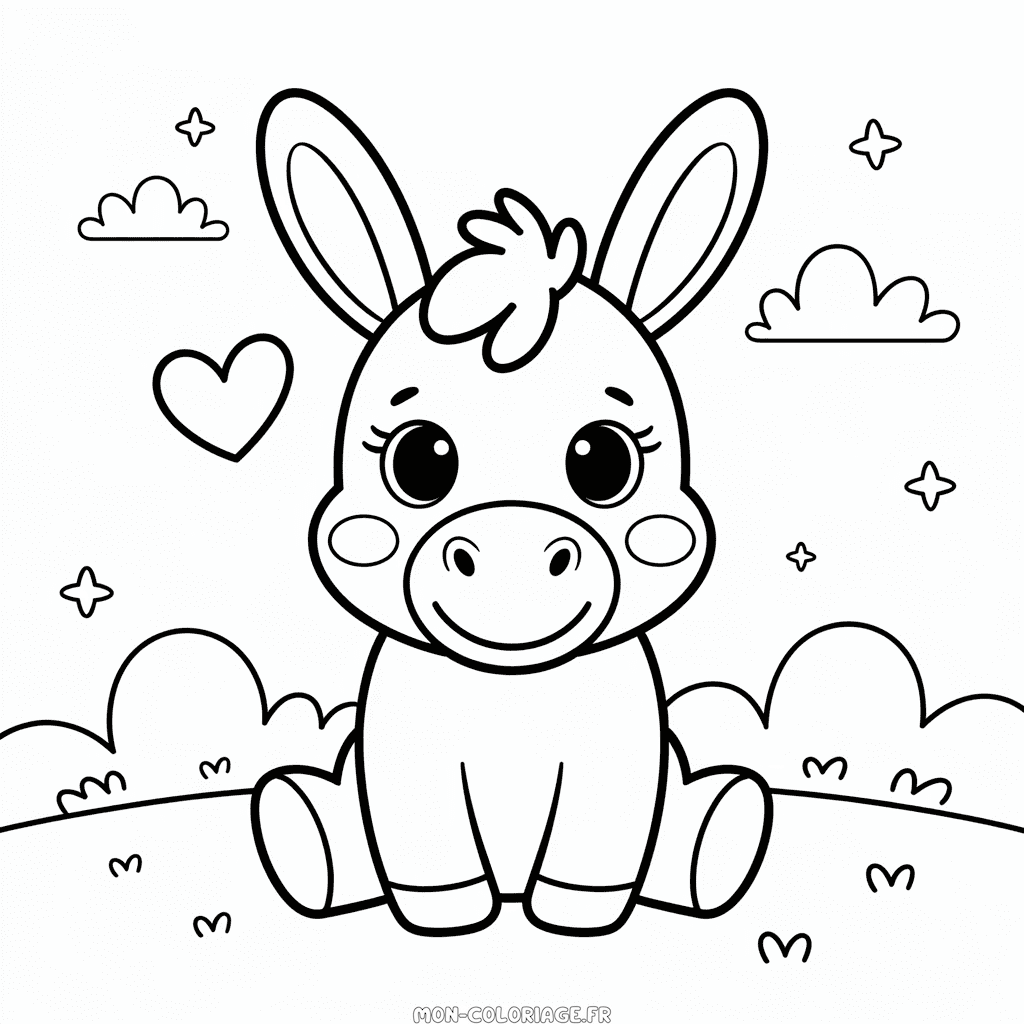 Coloriage Âne Mignon