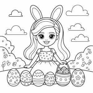 Coloriage Barbie Vacances de Pâques