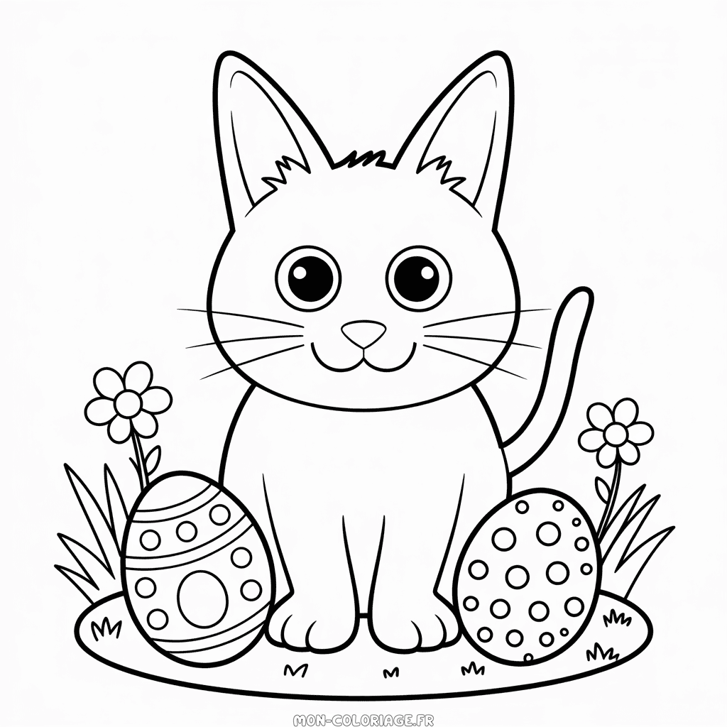 Coloriage Chat de Pâques