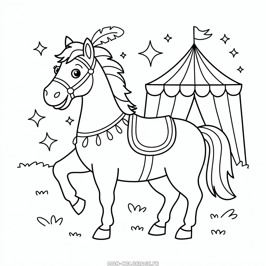 Coloriage Cheval de Cirque