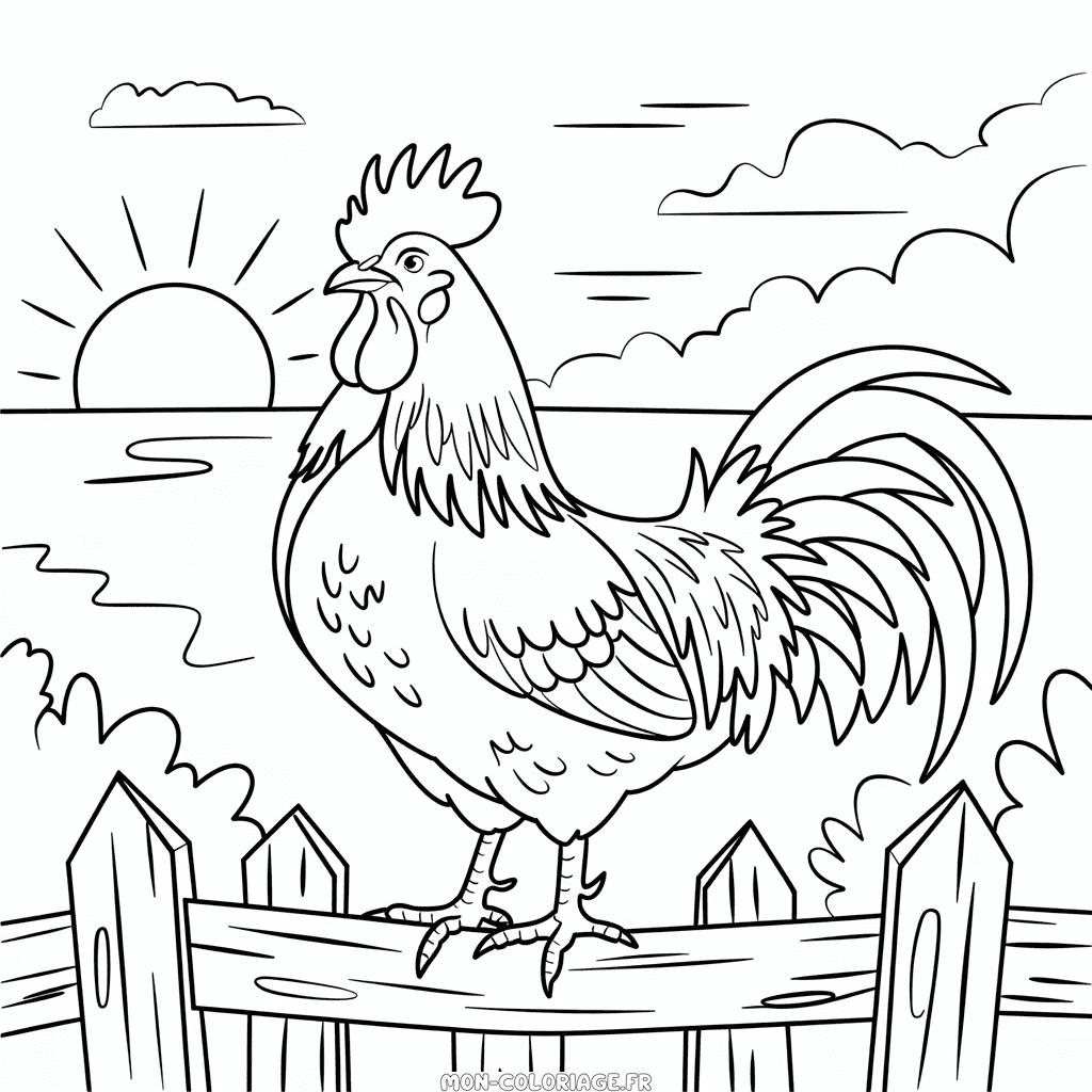 Coloriage Coq adulte de poulet