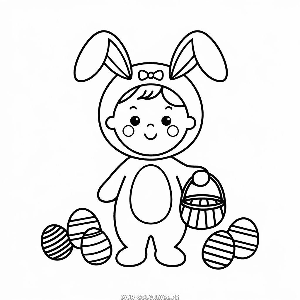 Coloriage Costume de lapin de Pâques