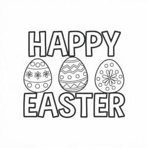 Coloriage Joyeuses Pâques et œufs