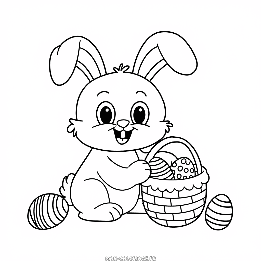 Coloriage Joyeux lapin de Pâques