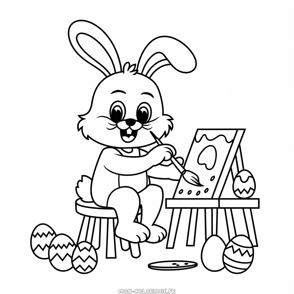 Coloriage Lapin de Pâques artiste