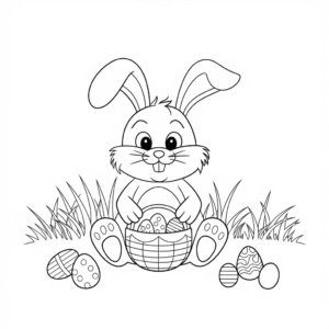 Coloriage Lapin de Pâques enjoué