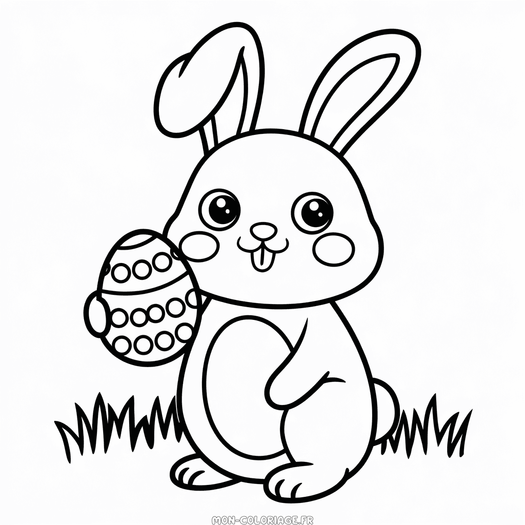 Coloriage Lapin de Pâques Kawaii