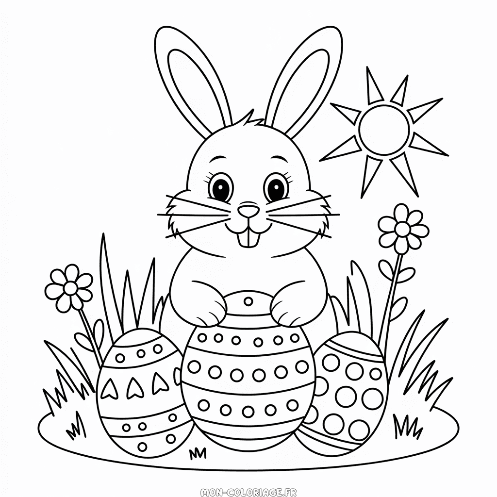 Coloriage Lapin de Pâques