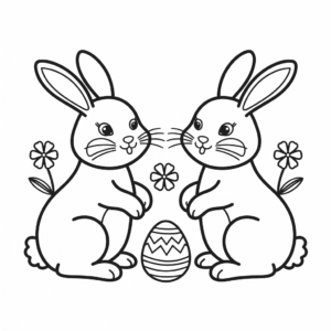 Coloriage Lapins de Pâques