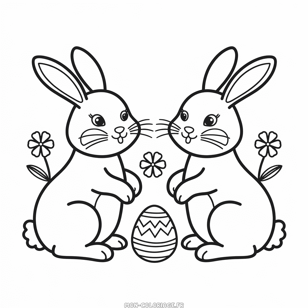 Coloriage Lapins de Pâques