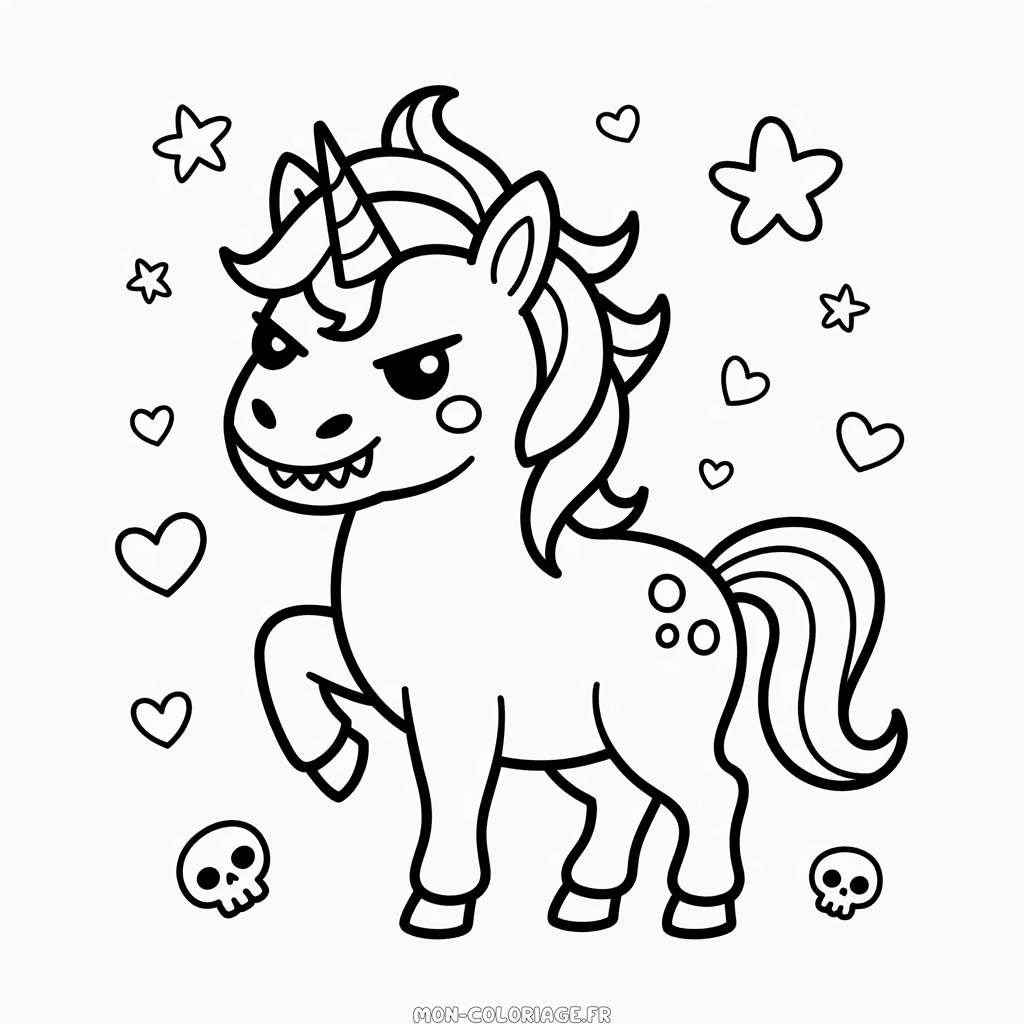 Coloriage Licorne Maléfique