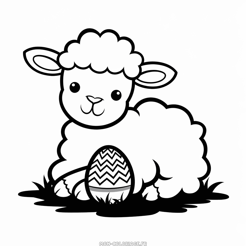 Coloriage Mignon agneau de Pâques