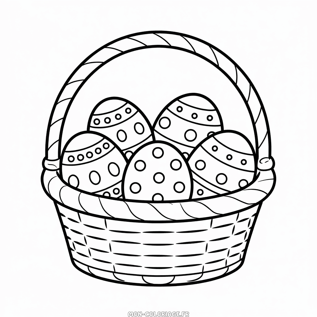 Coloriage Panier d'œufs de Pâques
