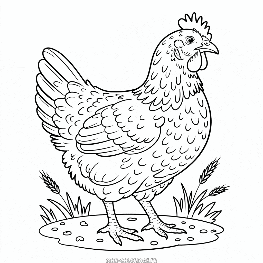 Coloriage Poule Détaillée
