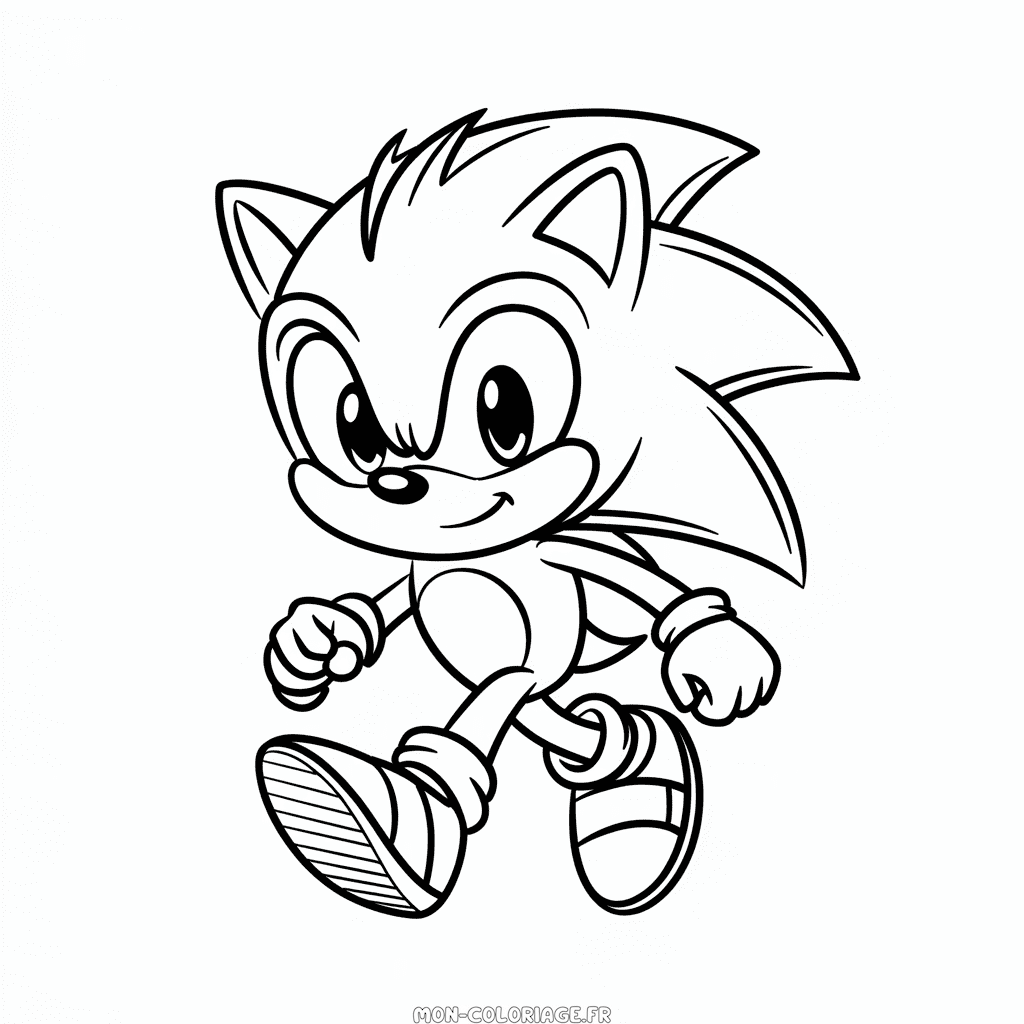 Coloriage Sonic heureux