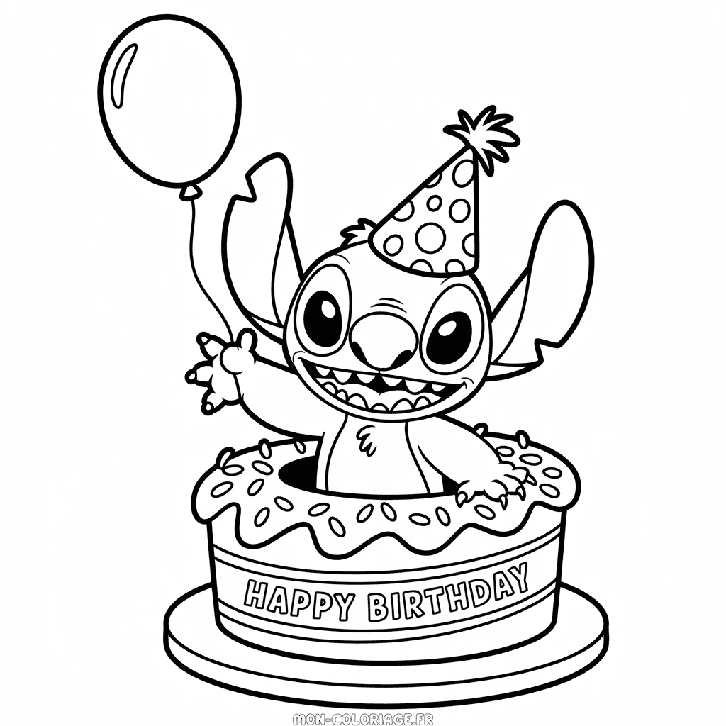 Coloriage Anniversaire de Stitch