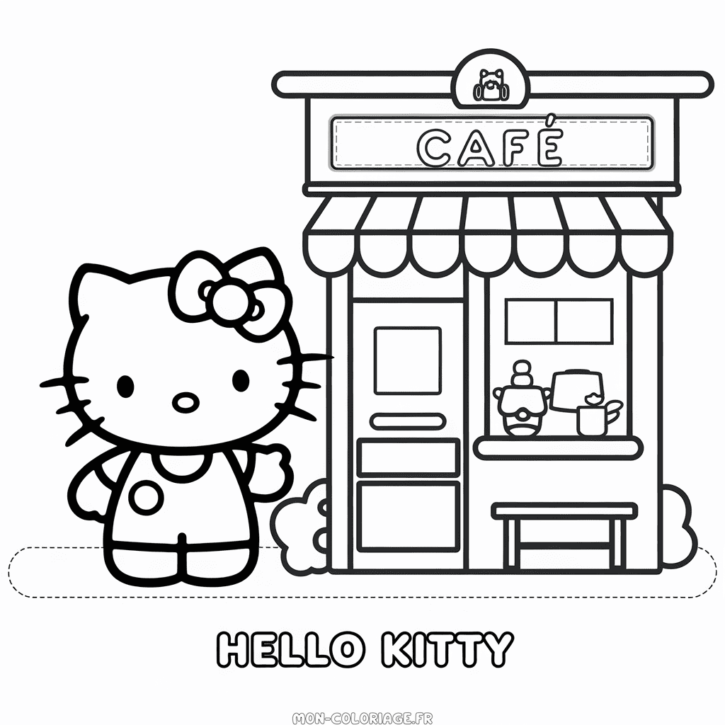 Coloriage Café Hello Kitty
