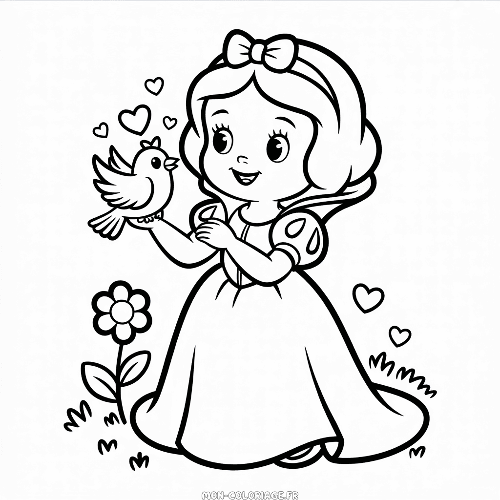 Coloriage Disney Blanche-Neige Mignonne