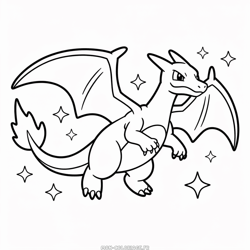 Coloriage Dracaufeu Bleu