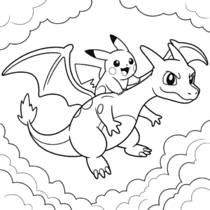 Coloriage Dracaufeu et Pikachu