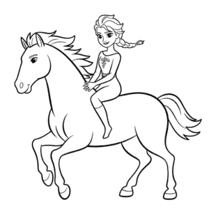 Coloriage Elsa et le Cheval
