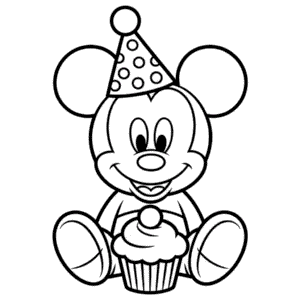 Coloriage Anniversaire de Bébé Mickey