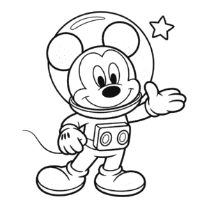 Coloriage Aventure Spatiale de Mickey Mouse