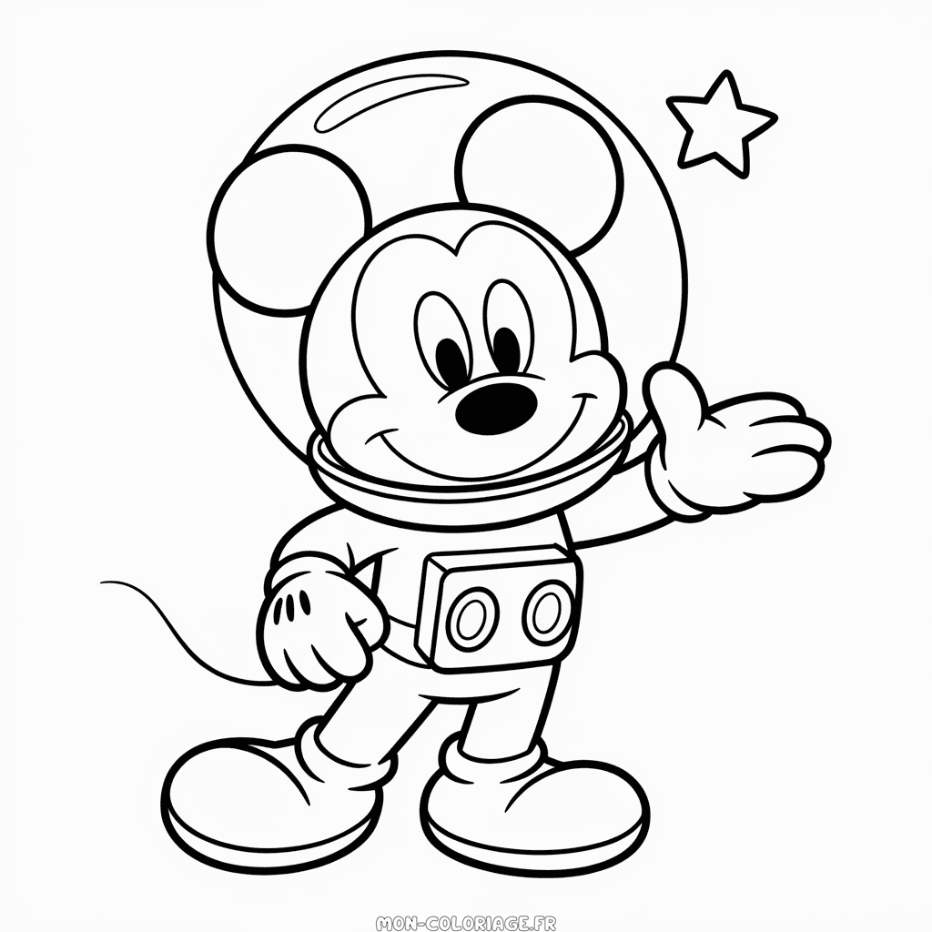 Coloriage Aventure Spatiale de Mickey Mouse