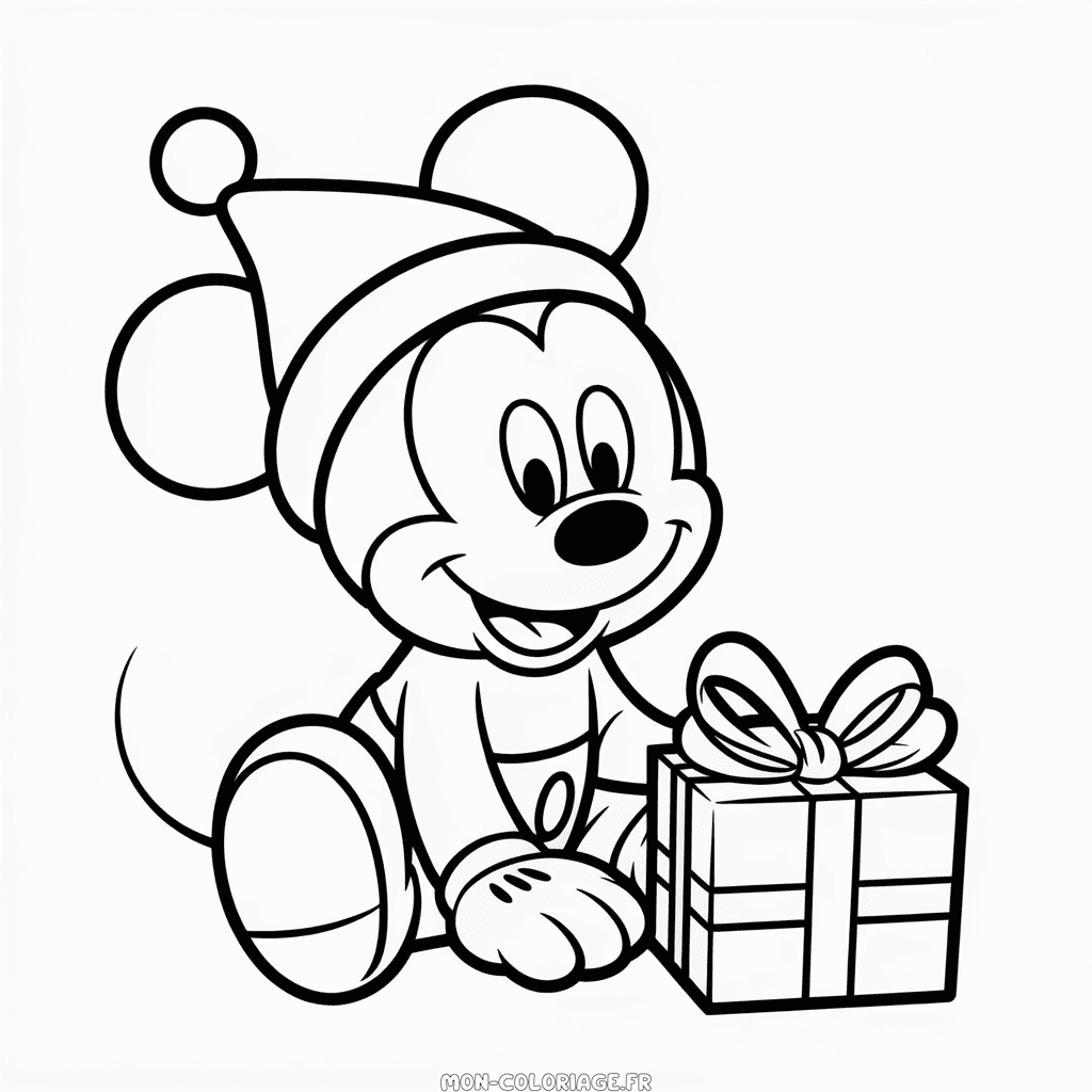 Coloriage Bébé Mickey Noël