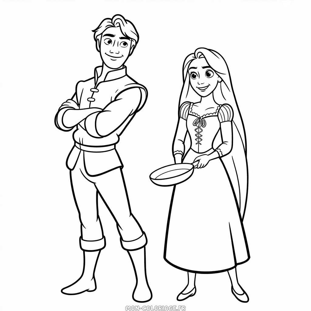 Coloriage Flynn Rider et Raiponce