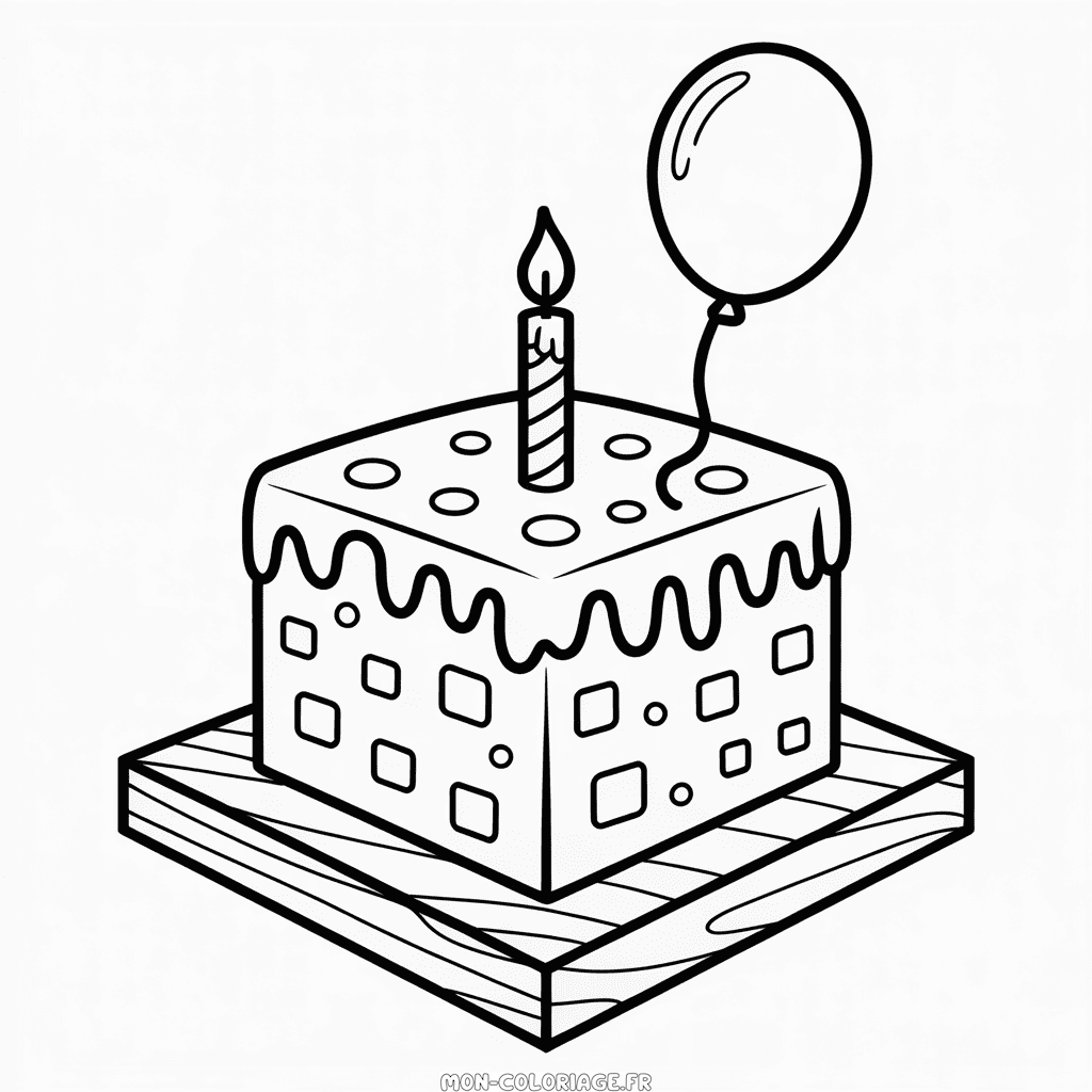 Coloriage Gâteau Minecraft