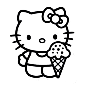Coloriage Hello Kitty et la Glace