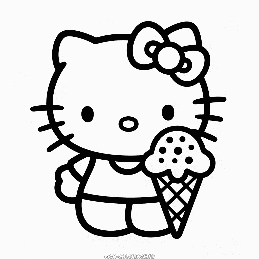 Coloriage Hello Kitty et la Glace