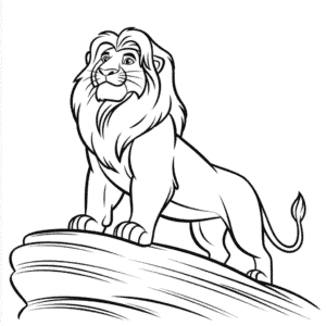 Coloriage Le Roi Lion sur le Rocher de la Fierté