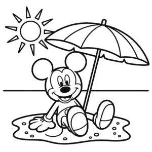 Coloriage Mickey Mouse à la Plage