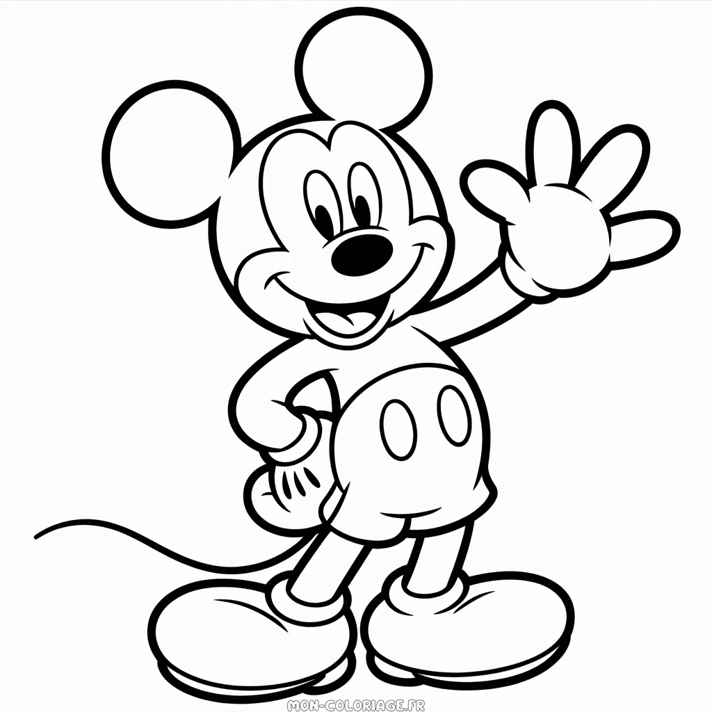 Coloriage Mickey Mouse en noir et blanc