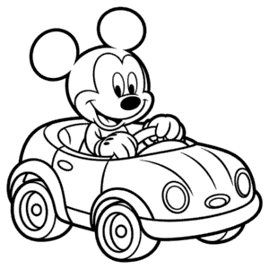 Coloriage Mickey Mouse en Voiture