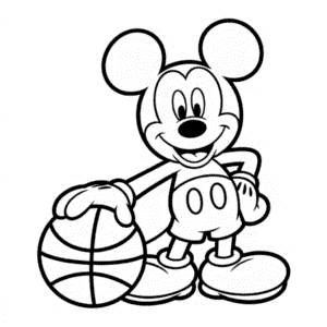 Coloriage Mickey Mouse Joue au Basketball