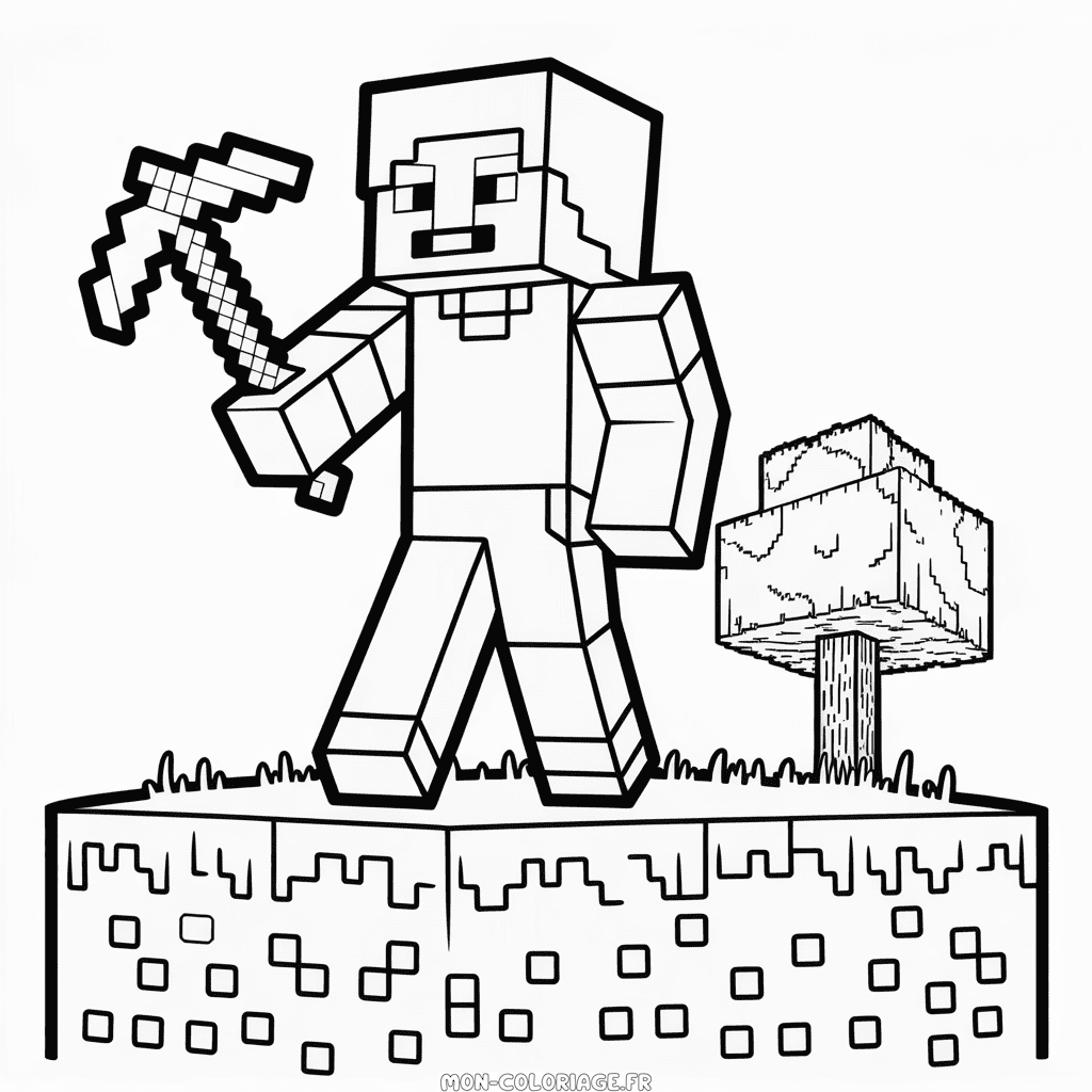 Coloriage Minecraft en Noir et Blanc