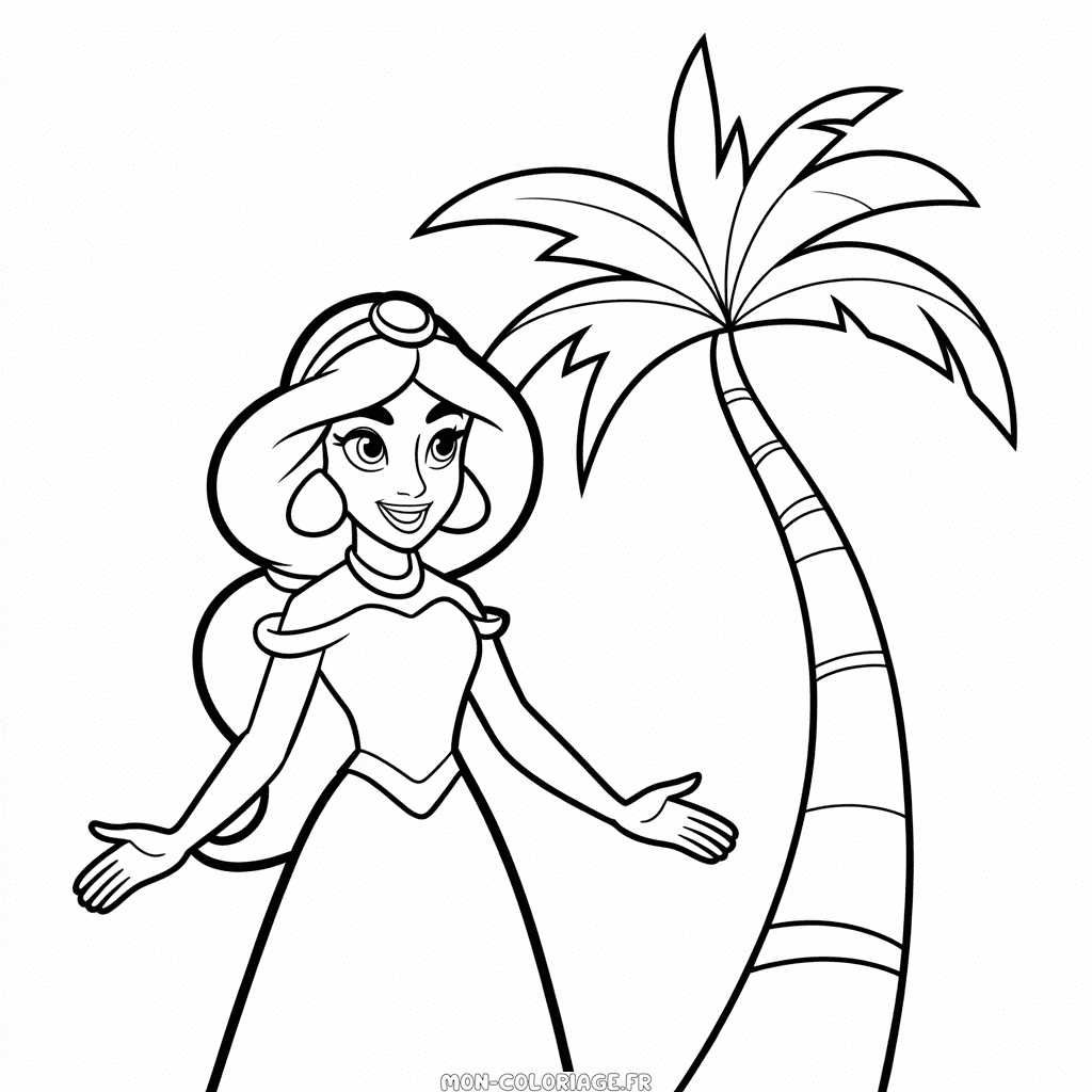Coloriage Princesse Jasmine Facile