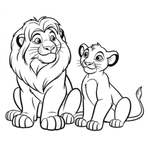 Coloriage Simba et Nala du Roi Lion