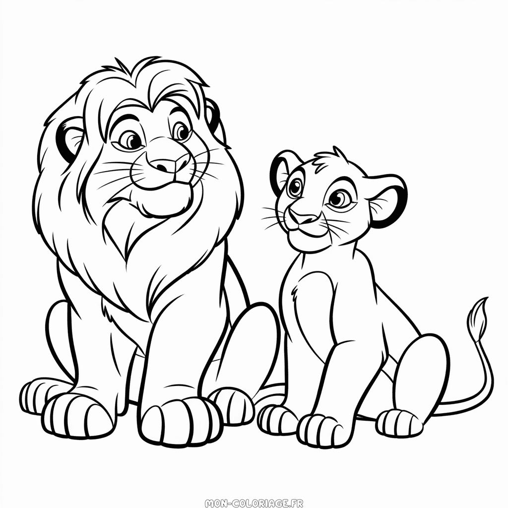 Coloriage Simba et Nala du Roi Lion