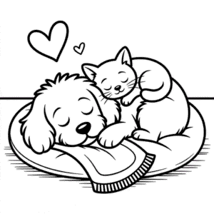 Coloriage Chat Mignon et Chien