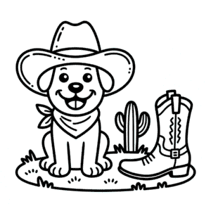 Coloriage Chien Cowboy