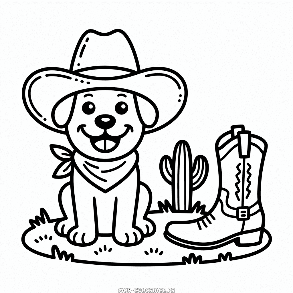 Coloriage Chien Cowboy