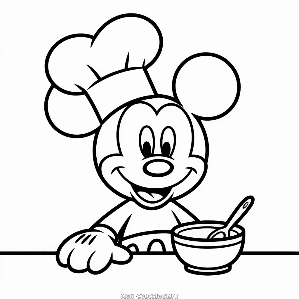 Coloriage Mickey Mouse Cuisine